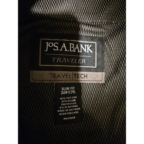 Jos. A. Bank Traveler Travel Tech Slim Fit Pants 34Wx24L MEASURED INSEAM 24" - Picture 9 of 11